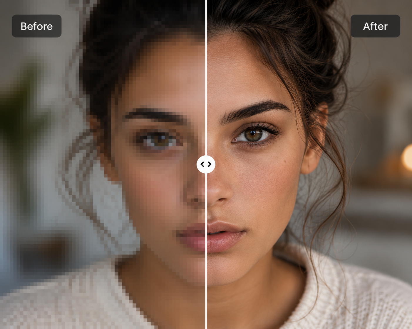 AI image upscaler before and after example